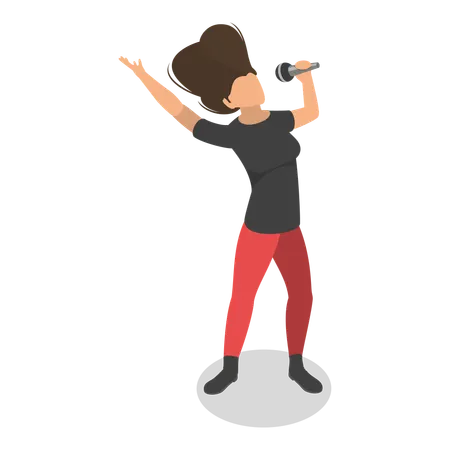 Female singer singing song on stage  Illustration