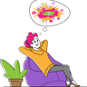woman sitting on bean bag illustration free download