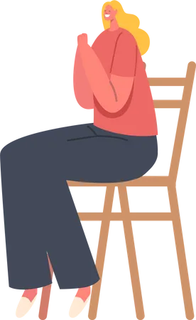 Female Sitting On Chair with Eyes Closed And Hands Clasped  Illustration