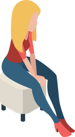Female sitting on couch Illustration