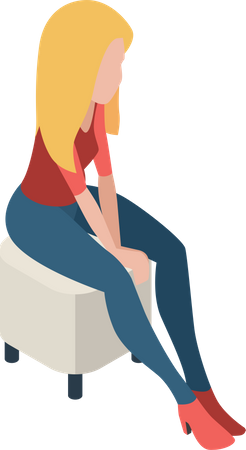 Female sitting on couch  Illustration