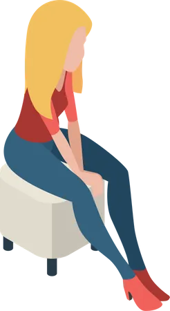 Female sitting on couch  Illustration