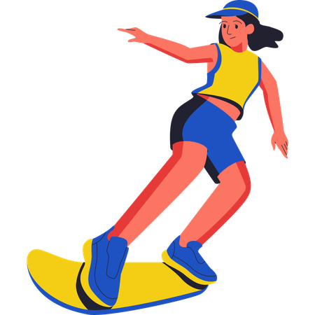 Female Skateboarder Doing Freestyle  Illustration