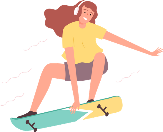 Female skateboarding Illustration