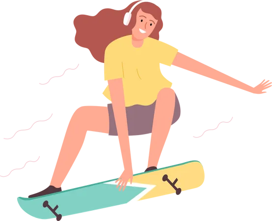Female skateboarding Illustration