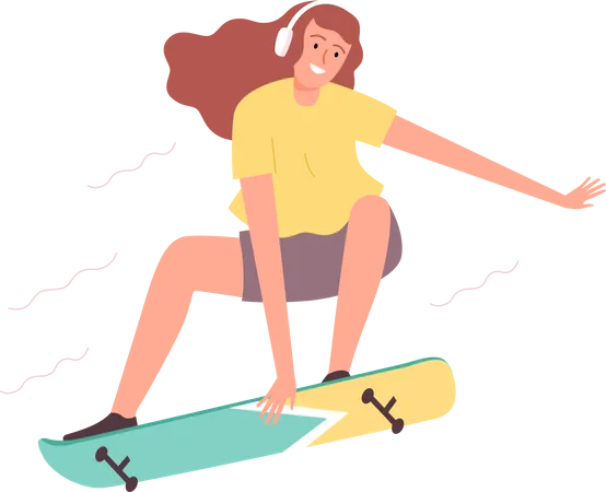 Female skateboarding  Illustration