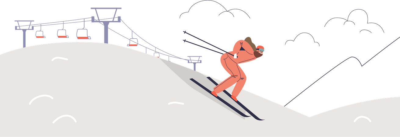 Female skier enjoying skiing Illustration