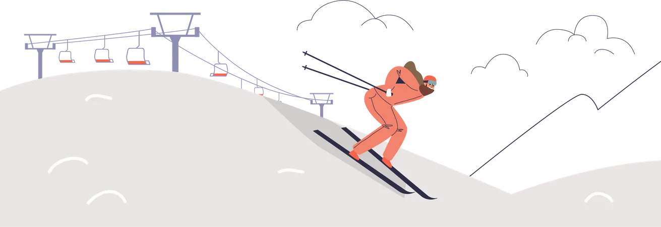 Female skier enjoying skiing  Illustration