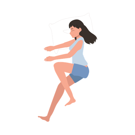 ベッドで眠る女性  イラスト