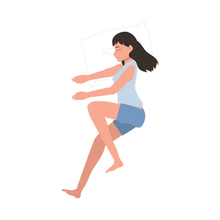 ベッドで眠る女性  イラスト