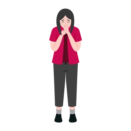 Female Sneezing With Runny Nose  Illustration