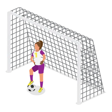 3 D Isometric Flat Vector Set Of Female Soccer Characters Girl Football Players Item 1 Illustration