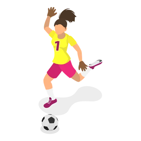3 D Isometric Flat Vector Set Of Female Soccer Characters Girl Football Players Item 2 Illustration