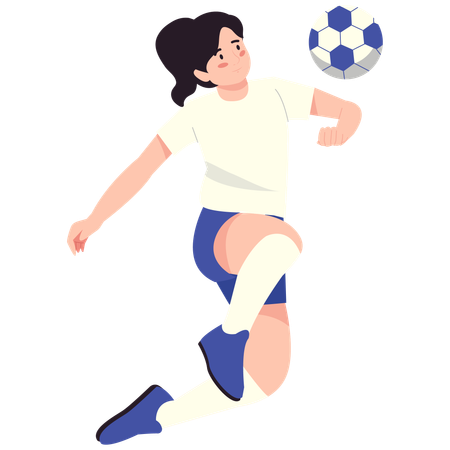 Female Soccer Player Jump Kick Action  Illustration