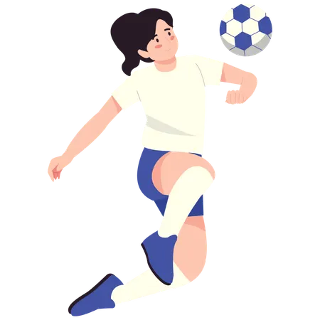 Female Soccer Player Jump Kick Action  Illustration