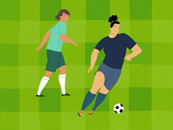 Female soccer player playing in match Illustration