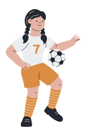 女子サッカー サッカーをする  イラスト