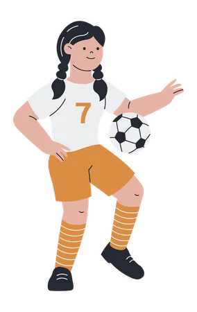 Female Soccer Playing Football  Illustration