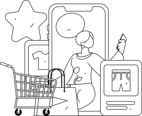 Female social media influencer doing video streaming  Illustration