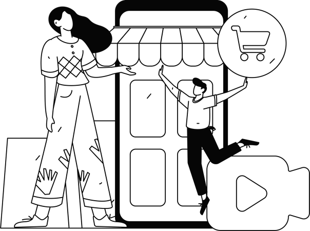 Female social media influencer doing video streaming  Illustration