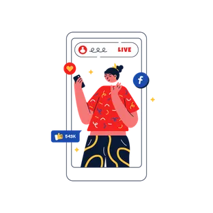 Female social media influencer streaming live video