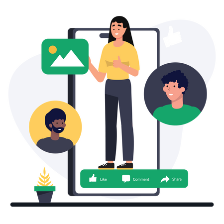 Female social media user  Illustration