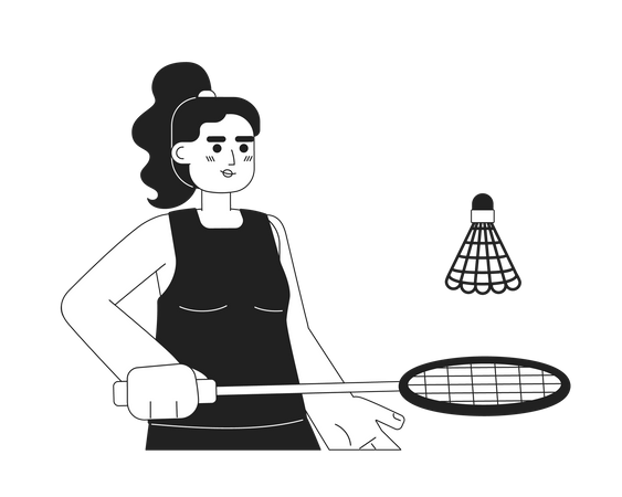 Female spanish player on badminton training  Illustration