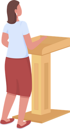 Female Speaker Behind Podium  Illustration