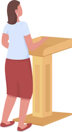 Female Speaker Behind Podium  Illustration