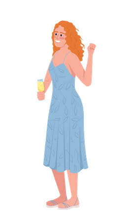 Female speech giver in dress  Illustration