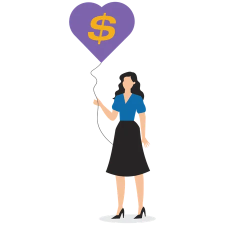 Female Spending discipline leads to financial freedom  Illustration