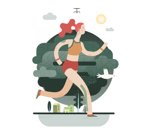 Female sportsperson running Illustration