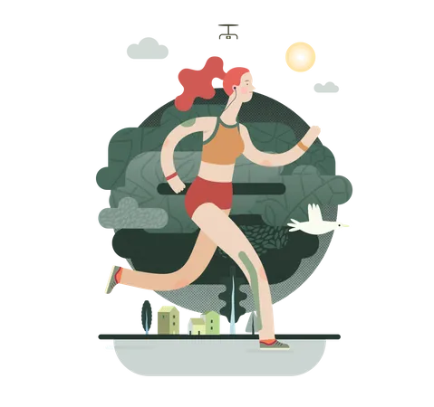 Female sportsperson running  Illustration