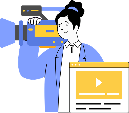 Female standing with camera  Illustration