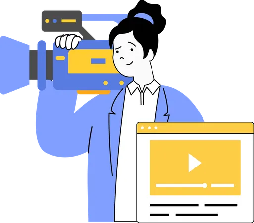 Female standing with camera  Illustration