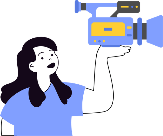 Female standing with camera  Illustration