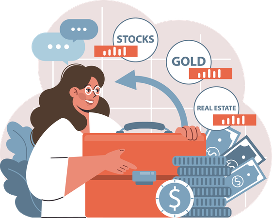 Female stock market investor  Illustration