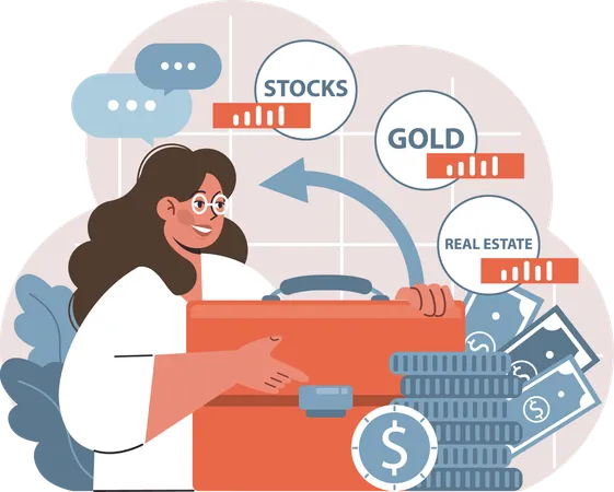 Female stock market investor  Illustration