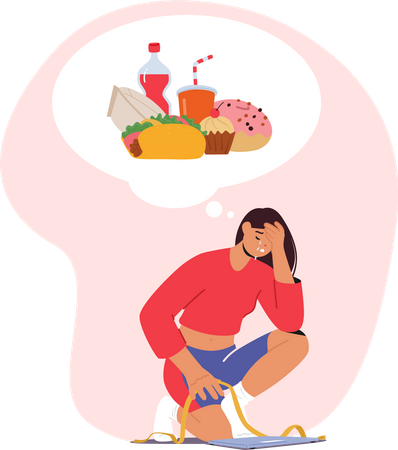 Female Struggling With Anorexia  Illustration