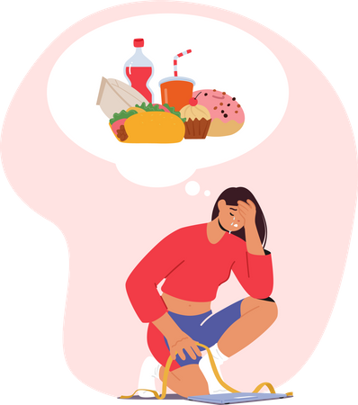 Female Struggling With Anorexia  Illustration