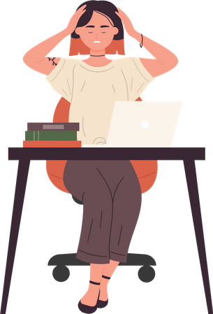 Female student attending online class  Illustration