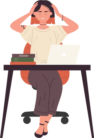 Female student attending online class  Illustration