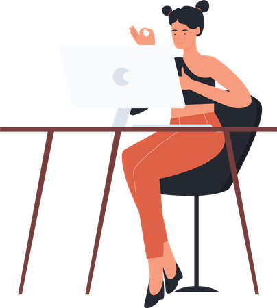 Female student attending online class  Illustration