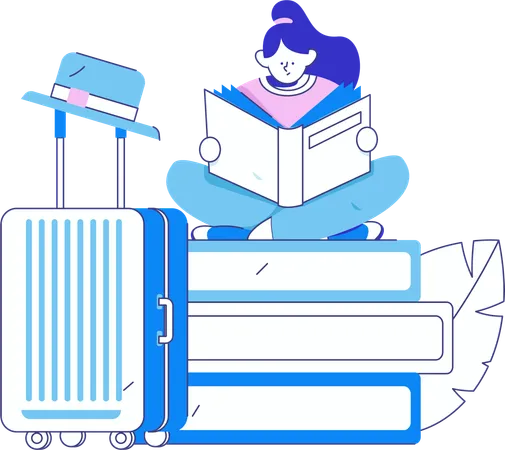 Female Student Book Reader  Illustration