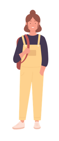 Female student carrying bag  Illustration