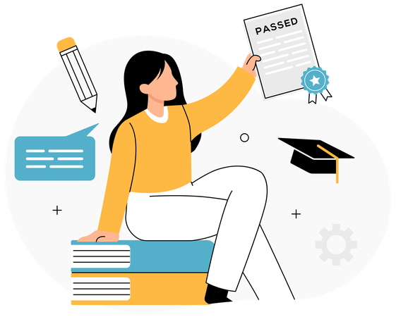 Female Student Celebrating Exam Success  Illustration