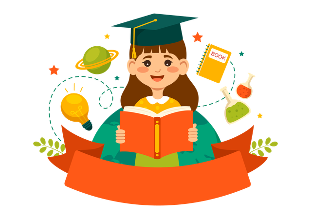 Female student delivering speech on international education day  イラスト