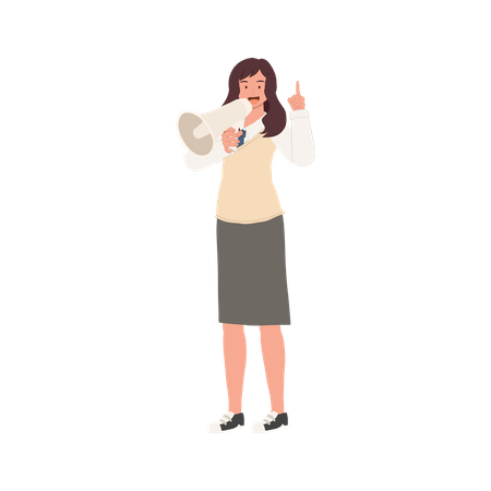 Female student doing announcement  Illustration