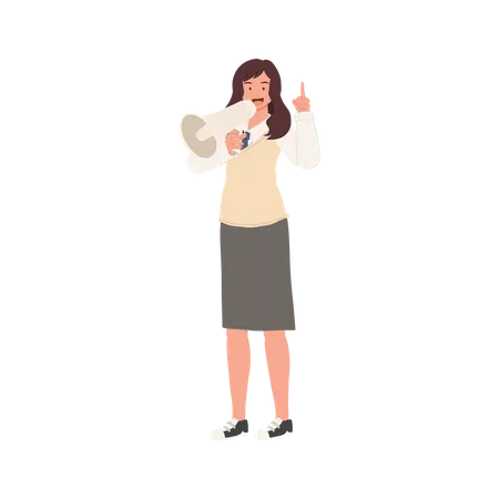 Female student doing announcement  Illustration