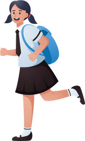 Female student going school  Illustration